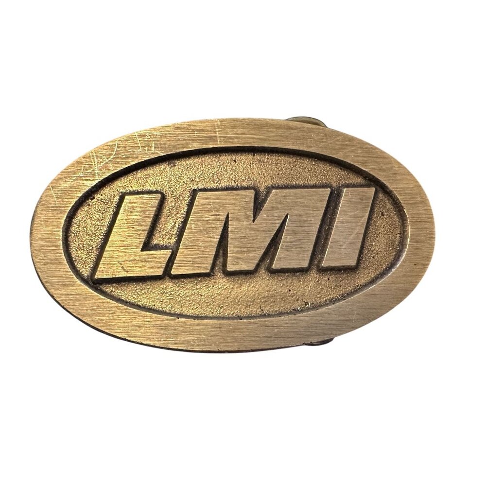 Vtg Belt Buckle LMI Coal Mining Solid Brass 1970s USA Made